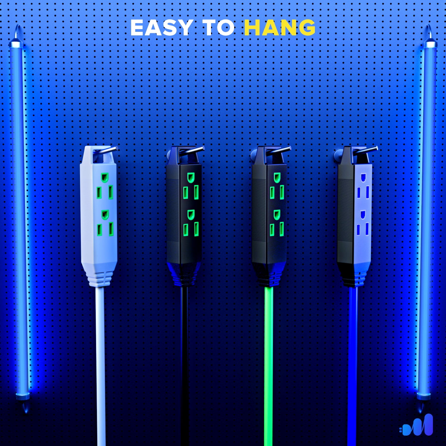 Extension Cord 25 ft, Extension Cord with Multiple Outlets, 16 Gauge (Blue) ETL Listed