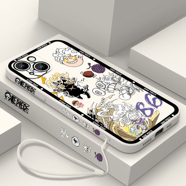 Ones Pieces Luffys Gear 5 Phone Case For Apple iPhone 15 14 13 12 11 Pro Max Plus 8 7 SE Liquid Left Rope Capa Cover