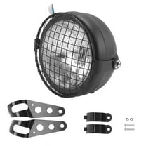 Retro Vintage Motorcycle Universal Side Mount 35W 6.5 Inch Transparent Headlight Cafe Racer with Grille   Bracket Kit