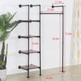 thumbnail image 4 of EDCB Industrial Pipe Clothing Rack with Shelves, 71inch Wall Mounted Closet Storage Rack,Hanging Clothes Retail Display Rack, Garment Racks with Shelves Closet Rods System, 4 of 8