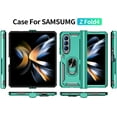 thumbnail image 5 of [4 in 1 Hinge Protection for Samsung Galaxy Z Fold 4 5G Case with Tempered Glass Screen Protector & Camera Lens Protector & Kickstand，[Military-Grade] Samsung Z Fold 4 Phone Case (Teal), 5 of 14