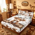 thumbnail image 3 of meiyoeat Coffee Highland Cow Bed Sheets,Cute Farm Animal Full Size Sheets For Girl,4pcs,1 Flat Sheet,1 Fitted Sheet and 2 Pillowcases, 3 of 6