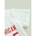 thumbnail image 5 of Toddler Baby Boys 4th of July Outfits, 6 12 18 24 Months 2T 3T Short Sleeve Letter Print T-Shirts + Knot Front Shorts Clothes Set, 5 of 9