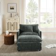thumbnail image 3 of MIKIBAMA Grey Chenille Accent Chair with Ottoman for Living Room, Bedroom, Office Lounge, Reading - Adult, 3 of 7