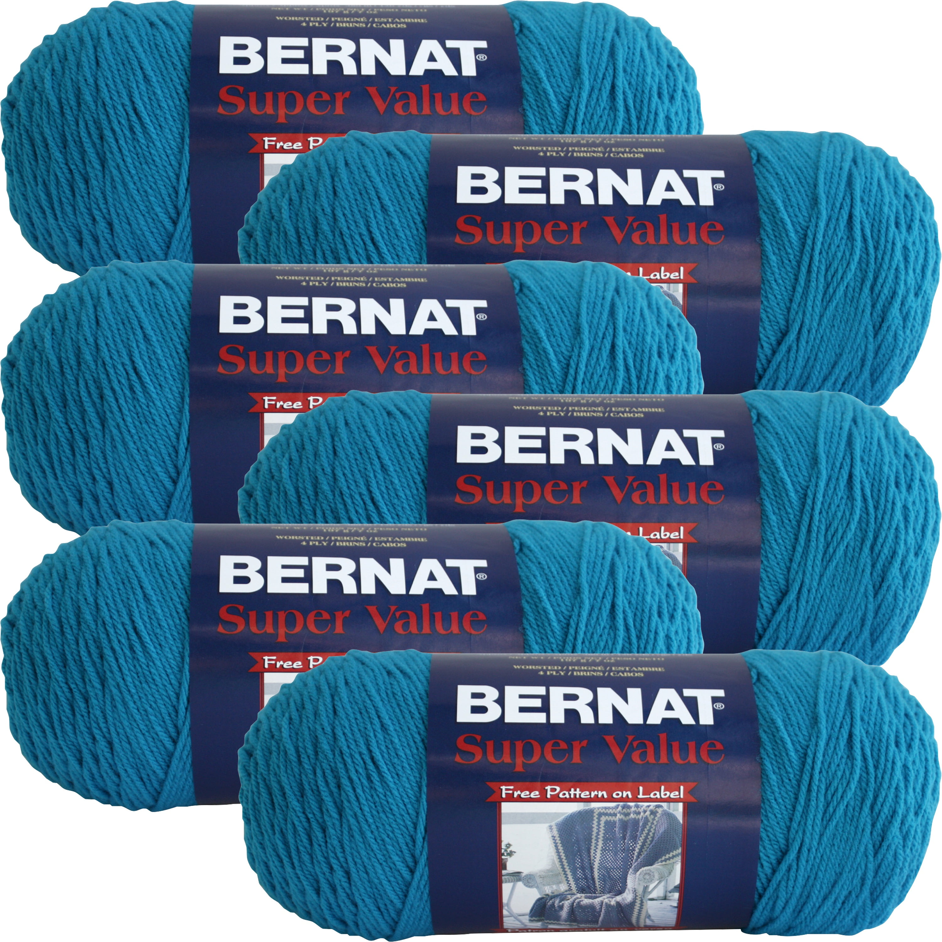 Bernat Super Value Solid YarnPeacock, Multipack Of 6