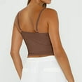 thumbnail image 4 of Tianiyouqing Spring Cropped Tops for Women 2025 Yoga Going Out Crop Shirts Plain Camisole Tops Double Lined Layered Basic Adjustable Spaghetti Strap Square Neck Sleeveless Light Brown M, 4 of 7