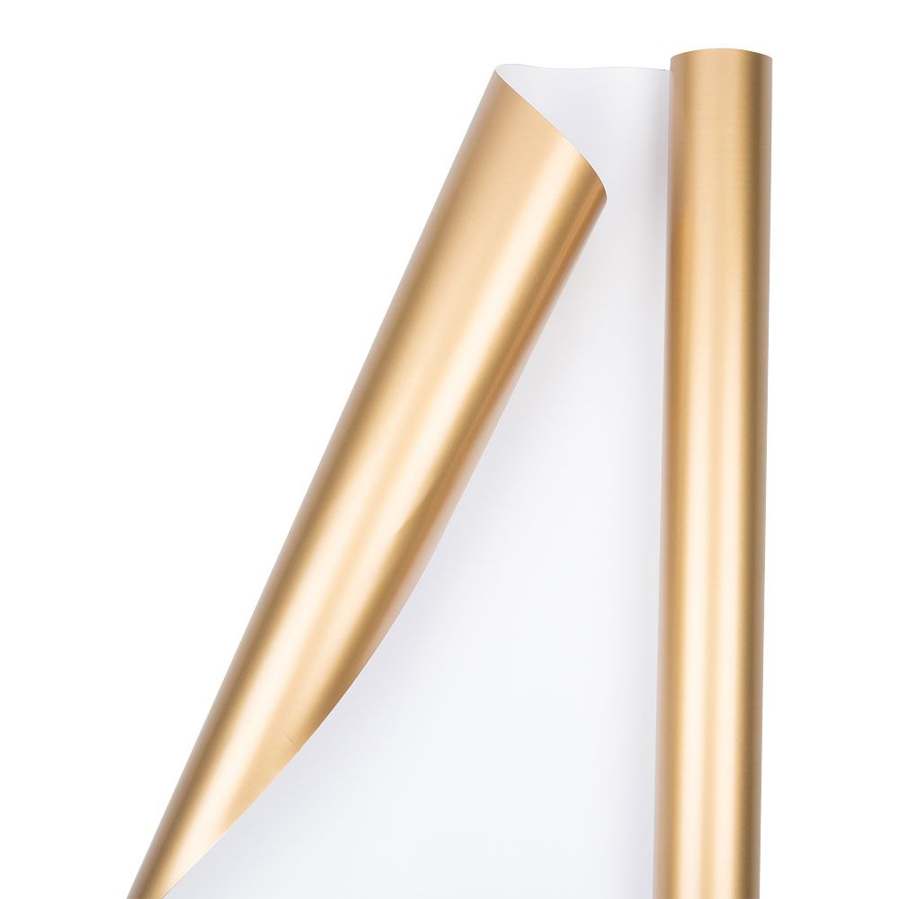 JAM Paper Gift Wrap, Matte Wrapping Paper, 25 Sq ft, Matte Gold Foil, 2 Pack