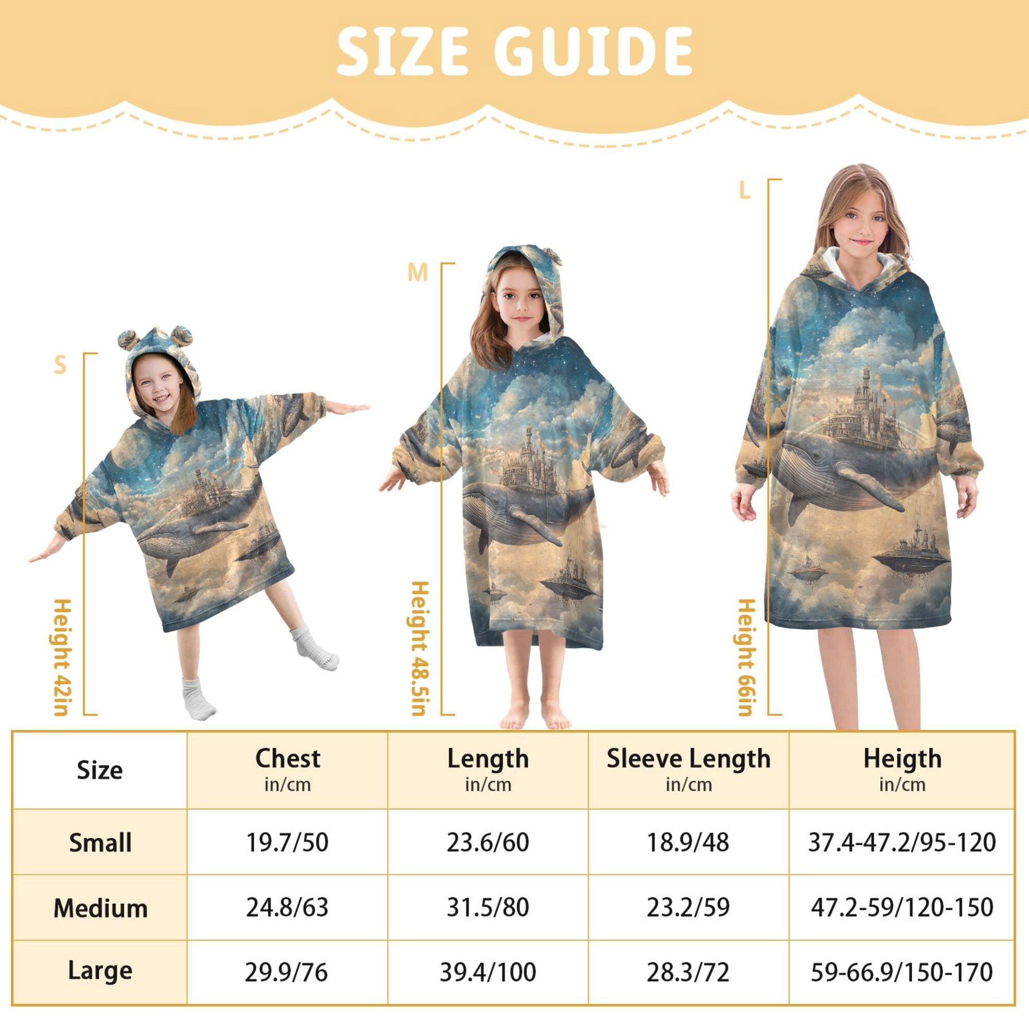 FORMRS Wearable Blanket Hoodie with Sleeves for Kids Cozy Flannel Sweatshirt, Floating Whale
