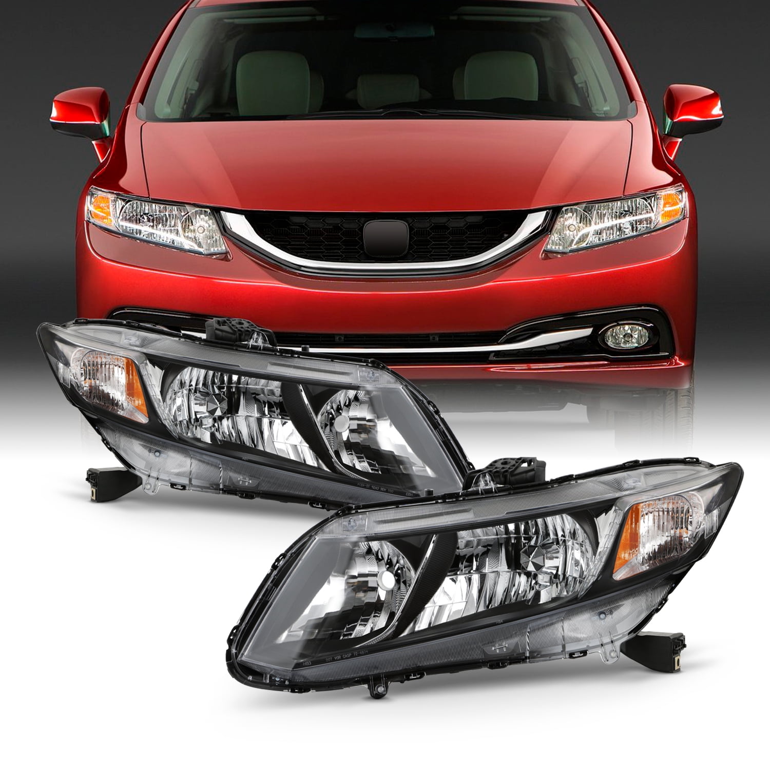 Headlight For 2004-2005 Honda Civic DX EX GX LX Sedan Left Right Replacement