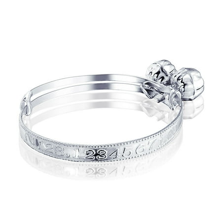 925 Silver Jingle Bell Numbers Baby Bangle Bracelet 6.5in