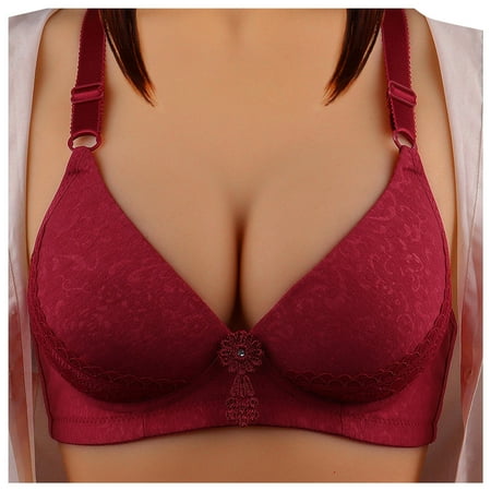 

Eashery Bras For Women Plus Size Womens Comfortable Breathable Bra Without Steel Ring Small Chest Push Up Underwear Women Bras Push Up Red 85B