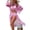 Pink, variant on 3 Pc Swimsuit for Women Multi-Color Printed Split Design Bikini Set with Removable Pads for Women
