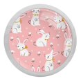 thumbnail image 1 of 4PCS Round White Bunnies Cabinet Fluorescence Knob Glowing in the Dark Furniture Drawer Pulls Handle with Screws, 1 of 5