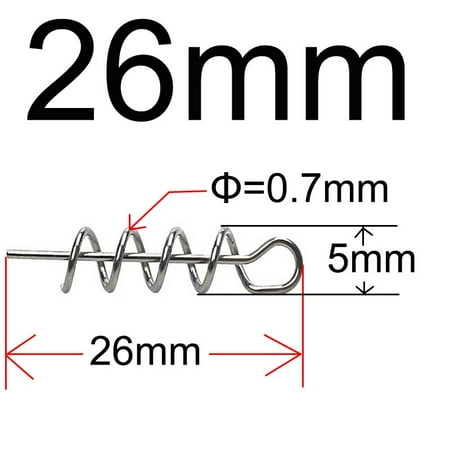 20 or 50 or 100 pcs Fishing pins Spring Twist Lock Fishing Screw Centering Pin Fixed Latch Needle for Soft Lure Bait Worm 26mm 20 pcs