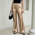 thumbnail image 2 of Lumtrix Women's Satin Wide Leg Dress Pants Elastic Waistband Silky Slacks Casual Long Flowy Loose Trousers Champagne L, 2 of 7