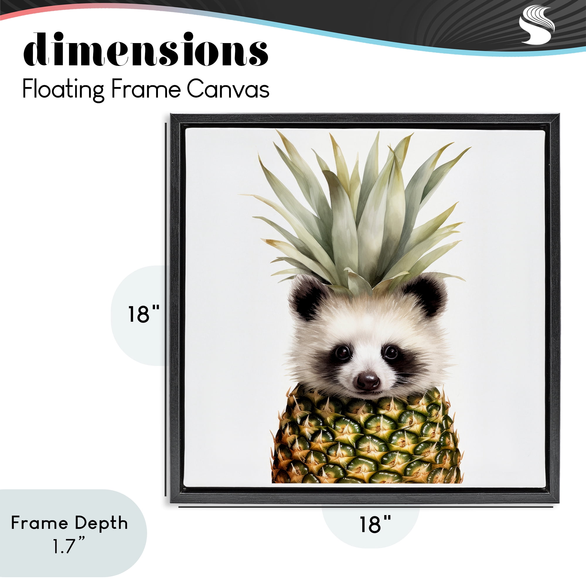 Stupell Industries Pineapple Panda Cub Black Framed Floater Canvas Wall Art, design by Lazar Studio