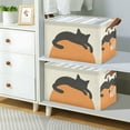 thumbnail image 2 of Yayeee Foldable Storage Basket for Shelves with Handles Set of 2 Waterproof Cloth Bins, Sleeping Black Cat, 2 of 7