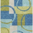 thumbnail image 4 of HomeRoots 675073 3 x 5 ft. Denim Blue, Green & Ivory Geometric Washable Machine Made Rectangle Area Rug with UV Protection, 4 of 9