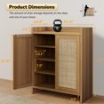 thumbnail image 4 of Luban Nese Boho Rattan Shoe Storage Cabinet Wooden Freestanding 2 Doors, 4 of 7