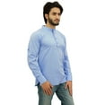 thumbnail image 4 of Atasi Ethnic Men's Blue Short Kurta Mandarin Collar Cotton Tunic Shirt-XX-Large, 4 of 8