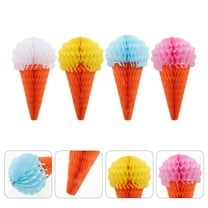 Worgeous Assorted Color Paper Honeycomb Balls for Party Use with Ice Cream Patterns Perfect for Hanging Decorations 4 Pieces