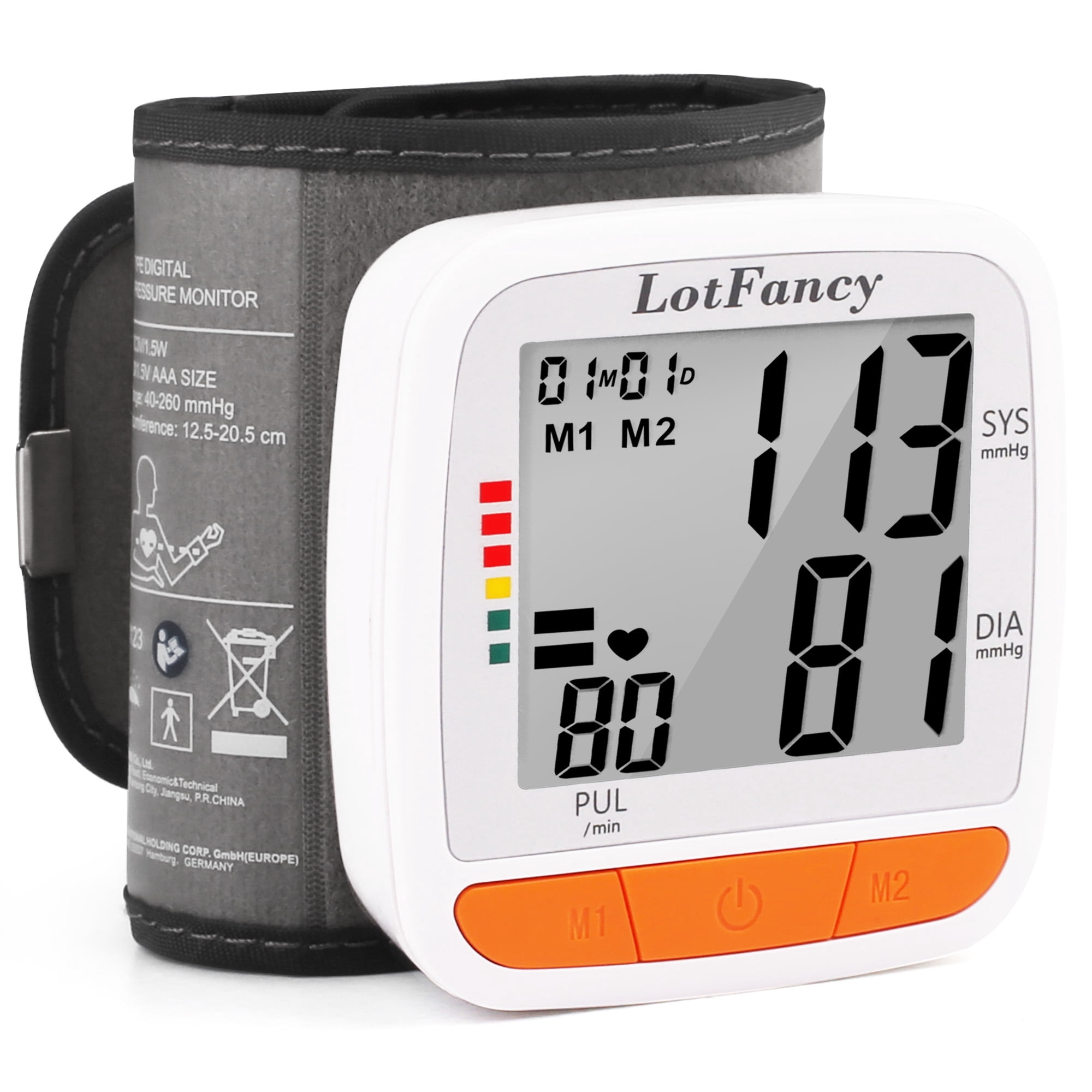 LotFancy Wrist Blood Pressure Monitor, BP Monitor with Portable Case, Heartbeat Detector