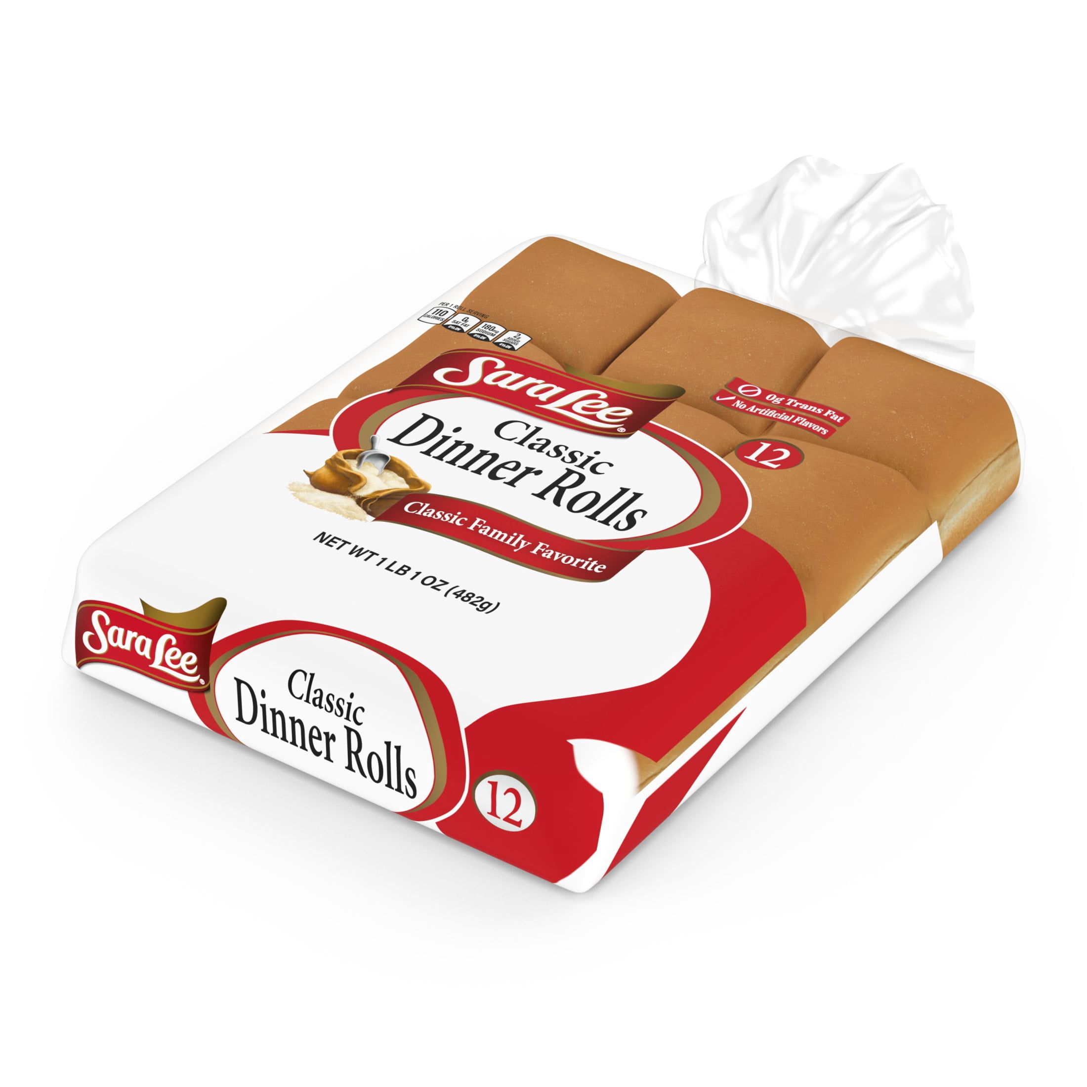 Sara Lee Classic White Dinner Rolls, 12 count, Dinner Rolls, 17 oz Bag