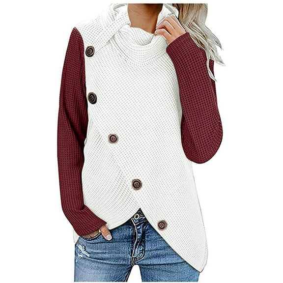 Hueook Turtleneck Sweaters for Women Plus Size Winter Fall Long Sleeve Soild Color Fashion Casual Lightweight Loose Knit Pullover Sweater Tops