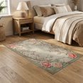 thumbnail image 2 of ODIKA Round Shaped Retro Botanical Chinoiserie Blooms Border Solid Non-Slip Low Profile for Guest Room, Lounge, Apartment, 2 of 7