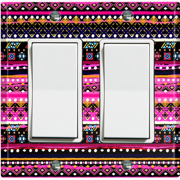 Metal Light Switch Plate Cover Ethnic Aztec Tribal Art Pattern Pink SFR048