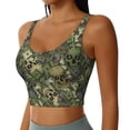 thumbnail image 2 of Balery Green Skulls Sujetadores deportivos con espalda cruzada para mujer, acolchados, sin costuras, de alto impacto, ideales para yoga, gimnasio, entrenamiento y fitness.-Small, 2 of 8