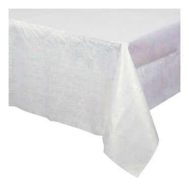 Rectangular 54" x 84" White Opalescent Paper Table Cover, by Way To Celebrate