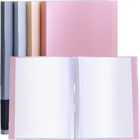 CCOCC Binder with Plastic Sleeves 8.5X11 20-Pocket- Heavy Duty Art Portfolio Folder with Clear Sheet Protectors,Displays 40Pages,Presentation Book for Artwork,Document Organizer(Pink)