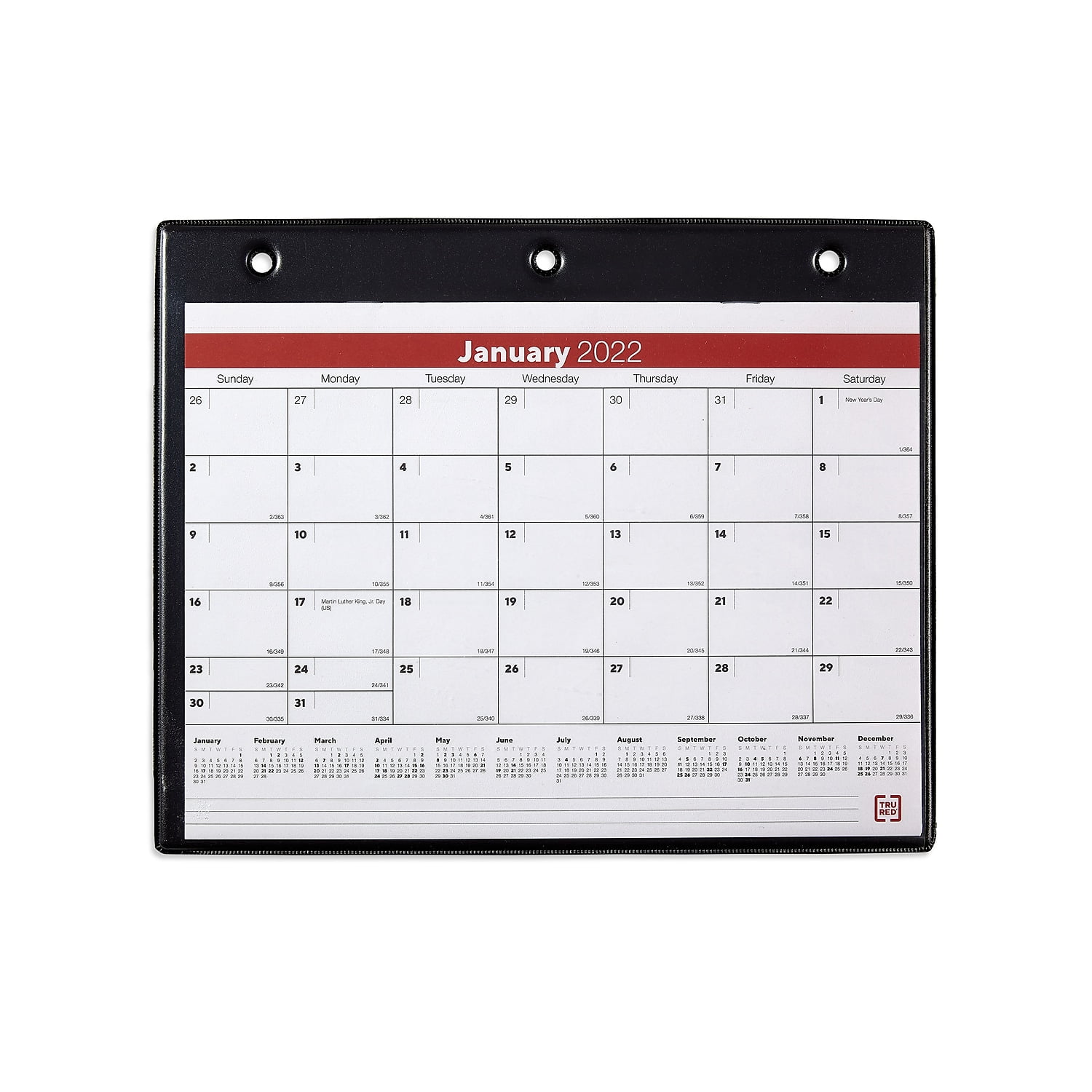 TRU RED 2022 8" x 11" Desk/Wall Calendar White/Red/Black TR1294922