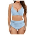 thumbnail image 3 of Linfrsh Women's Tummy Control Bikini Sets Twist Front Swimsuits High Waisted Bathing Suits Sexy Bikinis for Women Sky Blue,S, 3 of 7