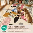 thumbnail image 4 of Design&I 8'x10' Washable Area Rug Sleek Flatweave Pet Friendly Pink and Mustard Geometric Art Bold Abstract Shapes with Modern Lines for King Size Bedroom, Under Bed, 4 of 7