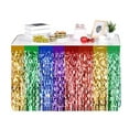 thumbnail image 4 of Sylvtty 1Pc/2Pcs Rainbow Wavy Table Skirt Metallic Tinsel Foil Fringe Streamers for Birthday Wedding Fiesta Party Decoration, 4 of 7
