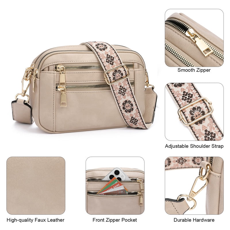 GAEKEAO Women’s Leather Crossbody Purse with Detachable Shoulder Strap and Multi Pockets
