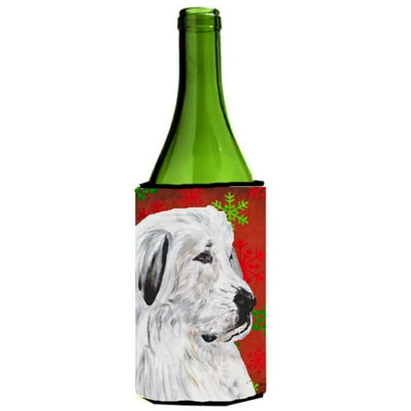 

Great Pyrenees Red Snowflakes Holiday Wine bottle sleeve Hugger 24 Oz.