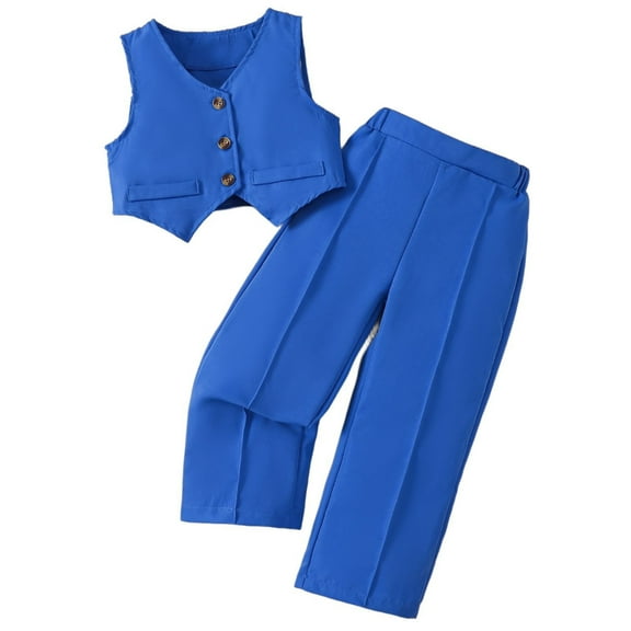 WOYY Girls Outfits Tuxedo Formal Suit Vest and Pants 2-Piece Set, Sizes 12-24M