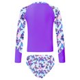 thumbnail image 2 of Sxiwei Kids Girls Rash Guard Swimsuit Long Sleeve Swimshirts with Bottoms Swimwear Set Purple 12, 2 of 7