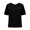 thumbnail image 4 of Besolor Women Summer Cotton Linen Tops Collared Short Sleeve Plus Size Shirts Casual Loose Solid Dressy Blouse Tunic, 4 of 6