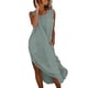 thumbnail image 3 of TaTaai Women Solid Color Sleeveless Turndown Collar Button Closure Cotton Linen Dress Casual Fashion Comfortable Long Dress for Summer Daily Vacation Gift, 3 of 6