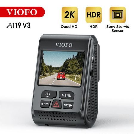VIOFO 2K Dash Cam 2560x1440P Quad HD+ Car Dash Camera  Ultra Clear Night Vision  GPS Included  Buffered Parking Mode  True HDR  A119 V3