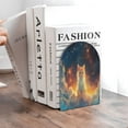 thumbnail image 6 of KLL Starry Sky Constellation Cat Print Wood Book Ends for Shelves,1 Pair Wood Bookends Book Holder Stand Decorative, Book Stoppers for Heavy Duty Books CD File Video Games, 6 of 8