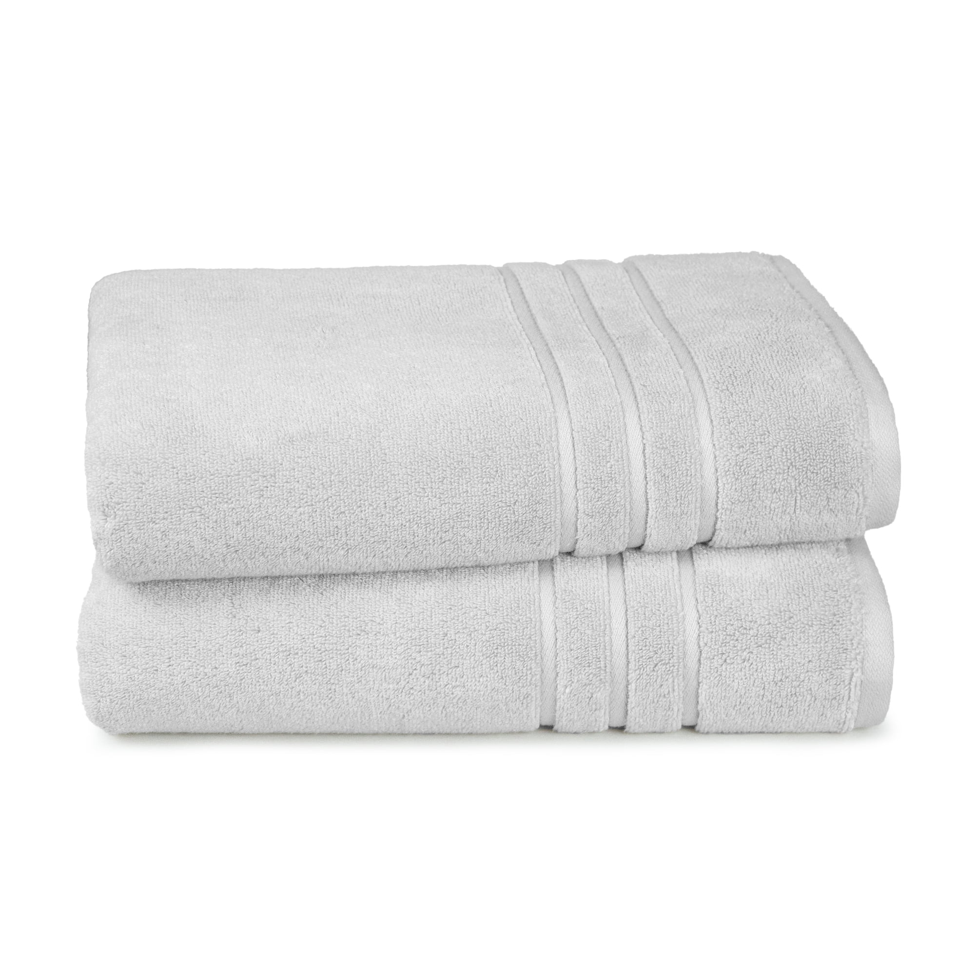 Everyday Home by Trident Eco Twist 2 Piece Bath Towel Set, Cotton and Viscose from Bamboo towel, Plush, Absorbent, Bathroom Towels, Silver
