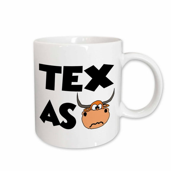 3drose, Funny Cool State of Texas Wrap Around Text with Longhorn Steer, 11oz Mug