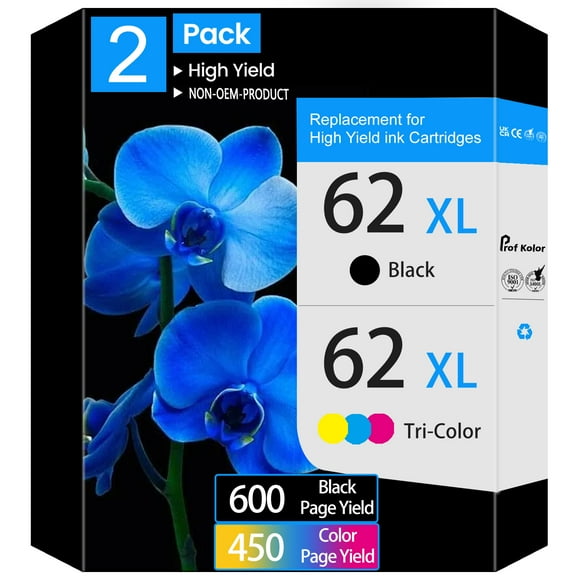 62XL Ink Cartridges Compatible for HP 62 Ink Cartridges HP Envy 5540 5640 5660 7644 7645 5740 8040(Black,Tri-Color)