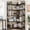 5 floors, Black + Black Embossed, variant on Industrial L-Shaped Corner Bookshelf – 86" Tall 7-Tier Bookcase, Beaded Design, Large Display & Storage Cabinet for Living Room, Bedroom, Office – Black + Retro Colors, 7th Floor