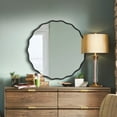 thumbnail image 2 of TEWLOSS Round Mirrors Wall Mirror 24" Wavy Mirror for Bathroom Black Aluminum Alloy Frame, 2 of 10